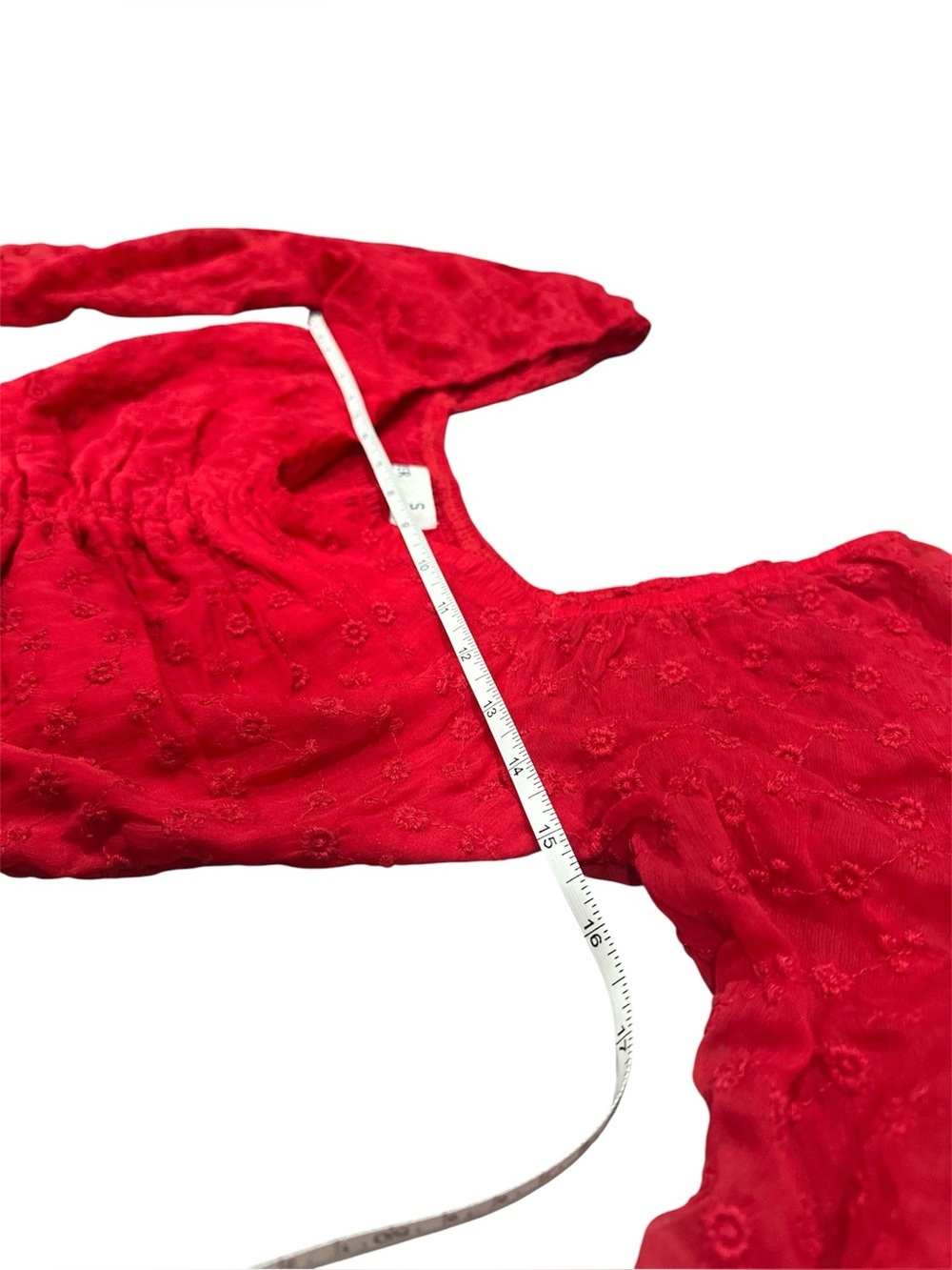 Hollister S Red Long-Sleeve Ruched Crop Top NWT - Picture 8 of 8
